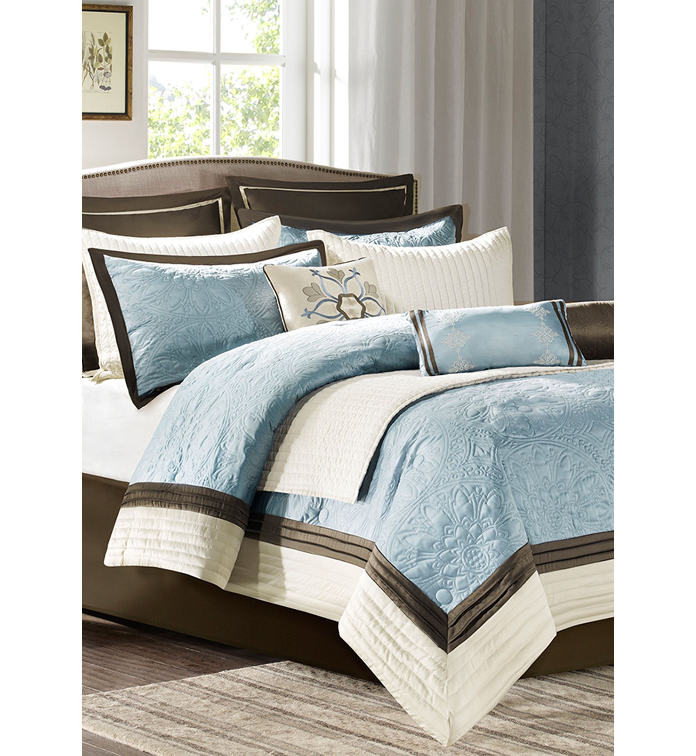 Madison Park Juliana Charmeuse Comforter Set- Blue