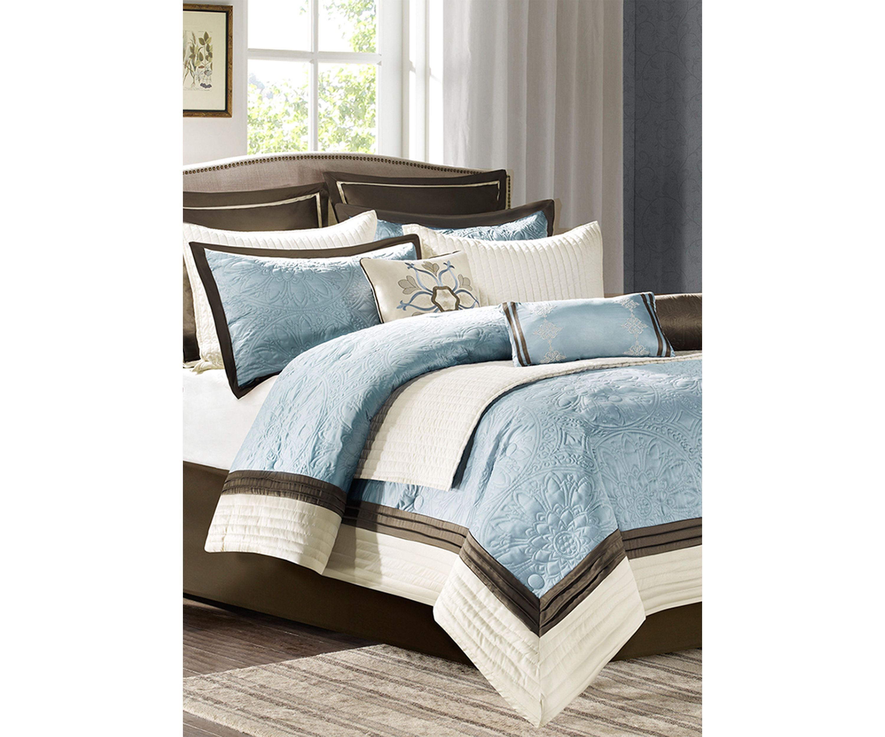 Madison Park Juliana Charmeuse Comforter Set- Blue