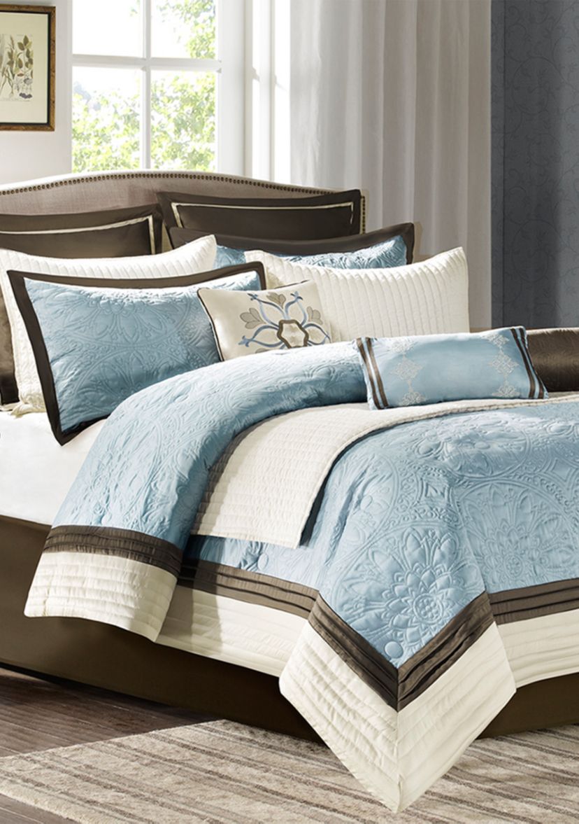 Madison Park Juliana Charmeuse Comforter Set- Blue