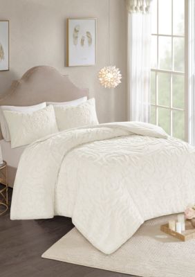 Madison Park Laetitia 3 Piece Cotton Chenille Comforter Set Ivory