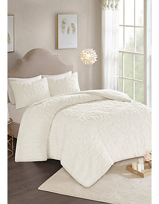 Madison Park Laetitia 3 Piece Cotton Chenille Comforter Set Ivory