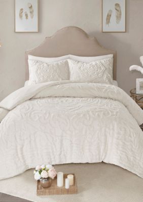 Madison Park Laetitia 3 Piece Cotton Chenille Comforter Set Ivory