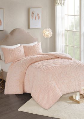 Madison Park Laetitia 3-Piece Cotton Chenille Comforter Set- Blush