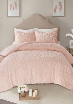 Madison Park Laetitia 3-Piece Cotton Chenille Comforter Set- Blush