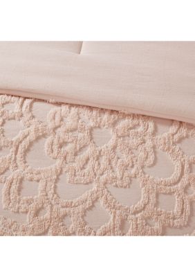 Madison Park Laetitia 3-Piece Cotton Chenille Comforter Set- Blush