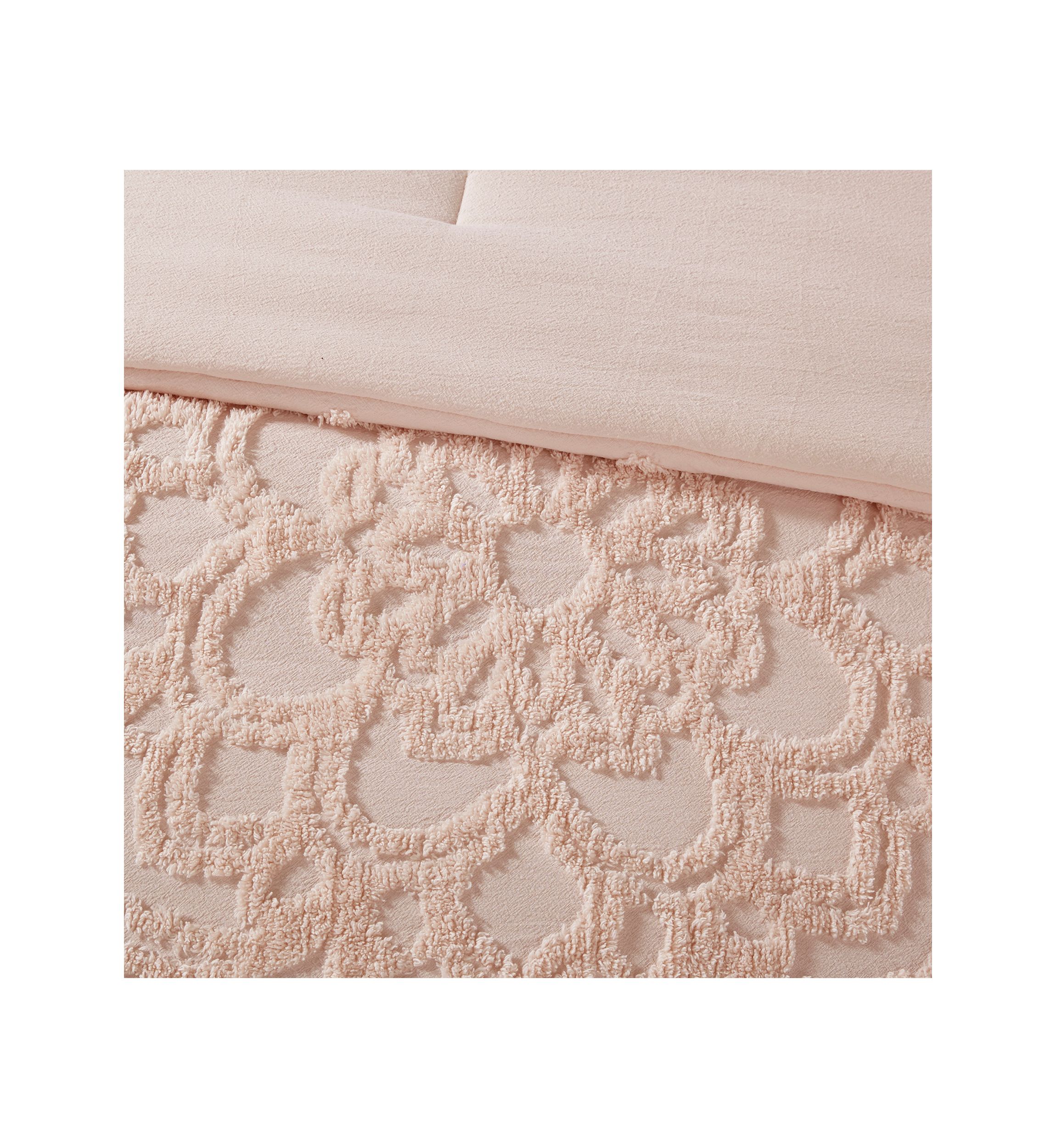Madison Park Laetitia 3-Piece Cotton Chenille Comforter Set- Blush