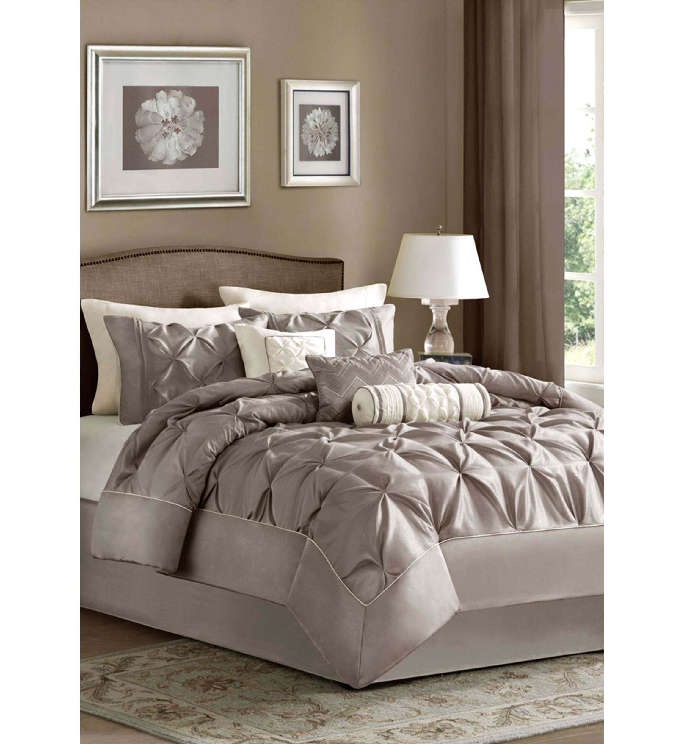 Laurel Taupe 7-Piece Queen Comforter Set 