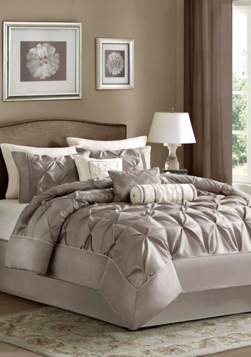 Laurel Taupe 7-Piece Queen Comforter Set 