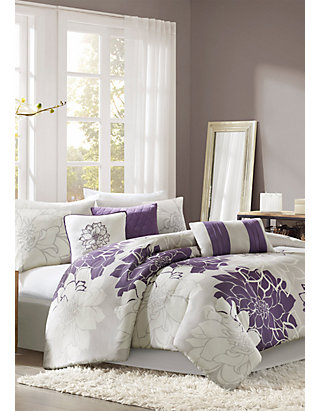 Madison Park Lola Gray Purple 7 Piece, Purple Bed In A Bag Queen Size