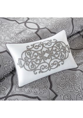 Madison Park Lola Gray Purple 7 Piece Queen Comforter Set 90 In X