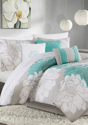 Madison Park Lola 7 Piece Comforter Set Aqua Belk