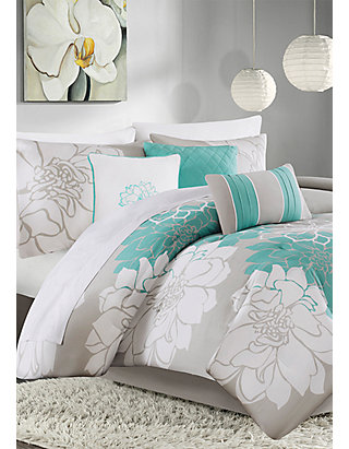 Madison Park Lola 7 Piece Comforter Set Aqua Belk