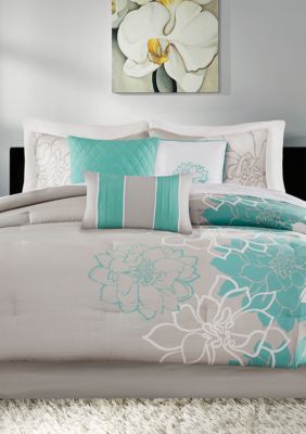 Madison Park Lola 7 Piece Comforter Set Aqua Belk