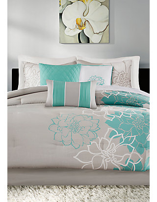 Madison Park Lola 7 Piece Comforter Set Aqua Belk