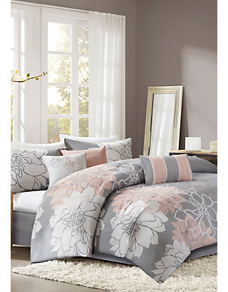 Madison Park Lola Comforter Set Grey And Blush Belk