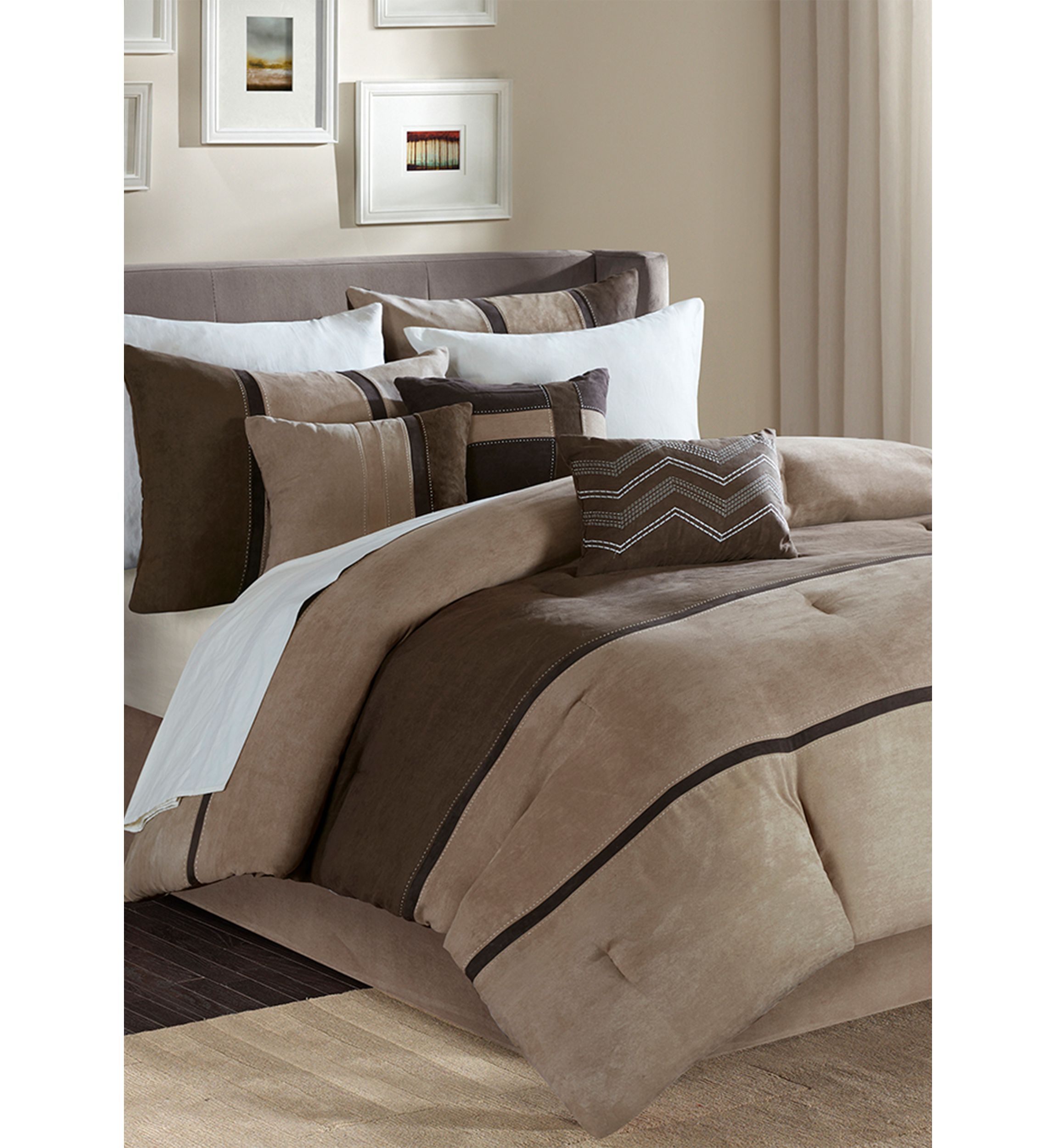 Palisades 7 Piece Comforter Set- Brown