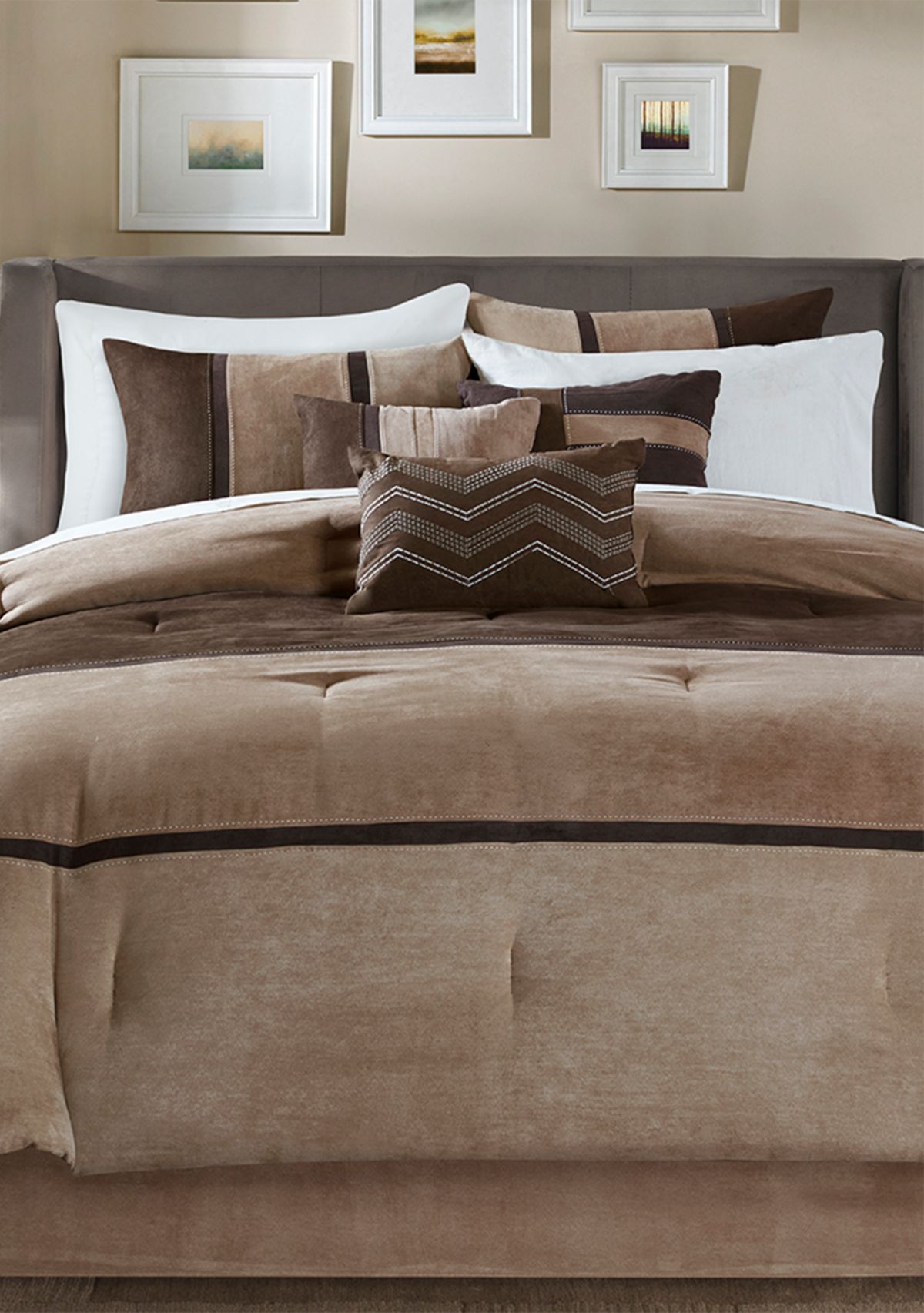 Palisades 7 Piece Comforter Set- Brown