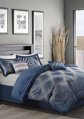 Madison Park Quinn 7 Piece Navy Comforter Set Belk