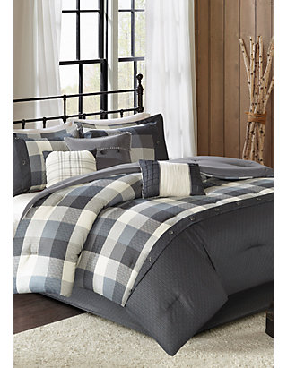 Ridge 7 Piece Herringbone Grey Comforter Set Belk