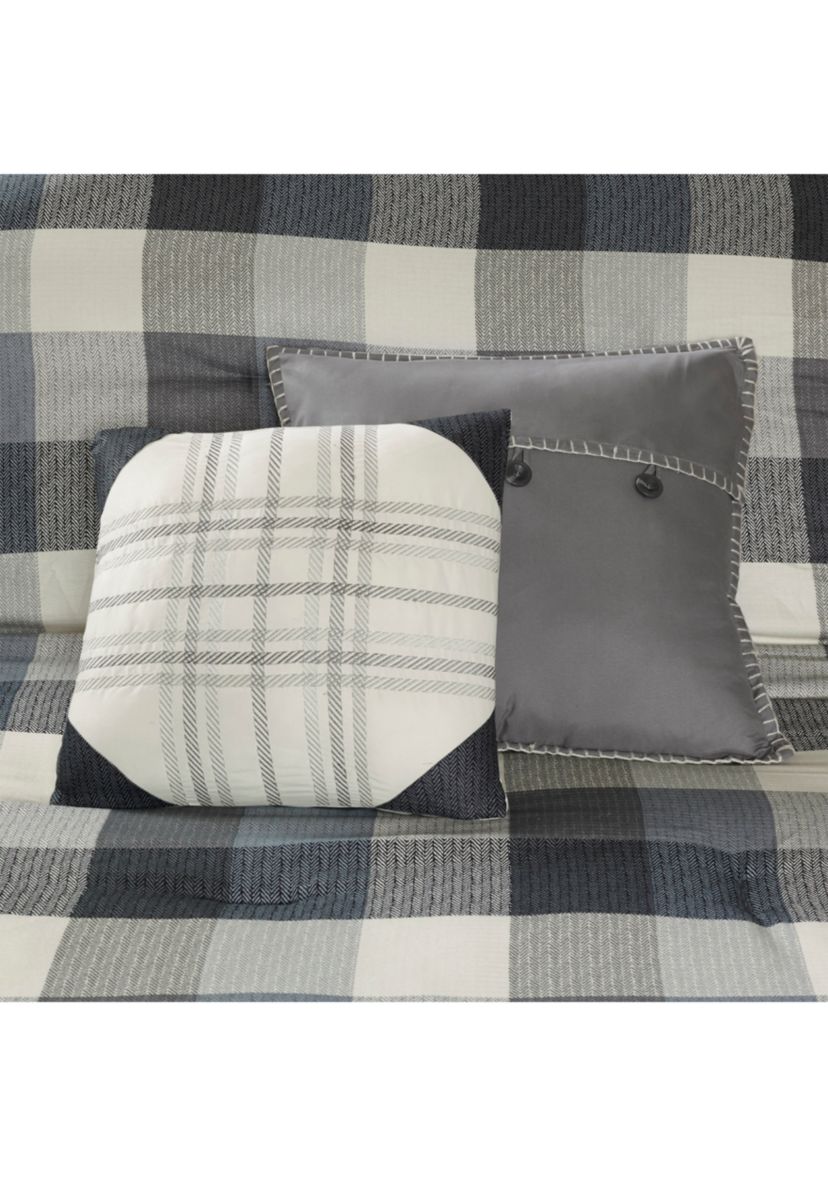 Ridge 7-Piece Herringbone Grey Comforter Set