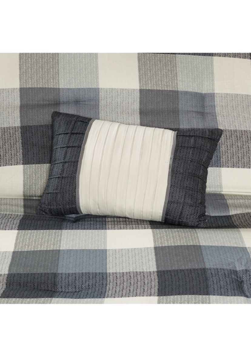 Ridge 7-Piece Herringbone Grey Comforter Set