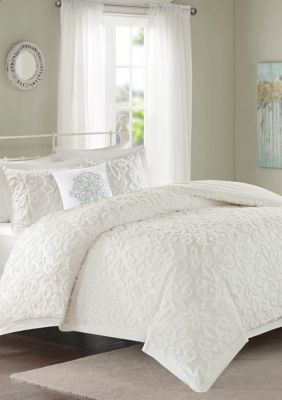 Sabrina 4 Piece Chenille White Comforter Set Belk