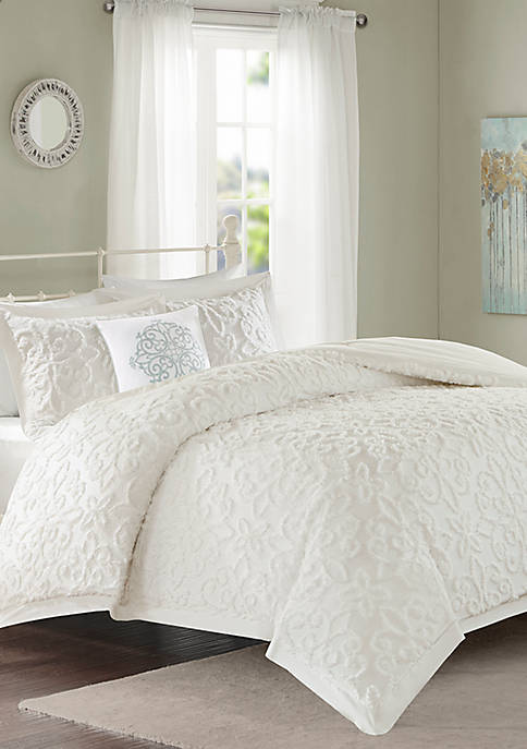 Chenille White Comforter Set, White Comforter Duvet Cover
