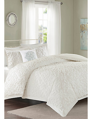 Sabrina 4 Piece Chenille White Comforter Set Belk