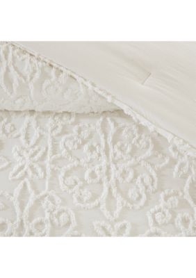 Sabrina 4-Piece Chenille White Comforter Set