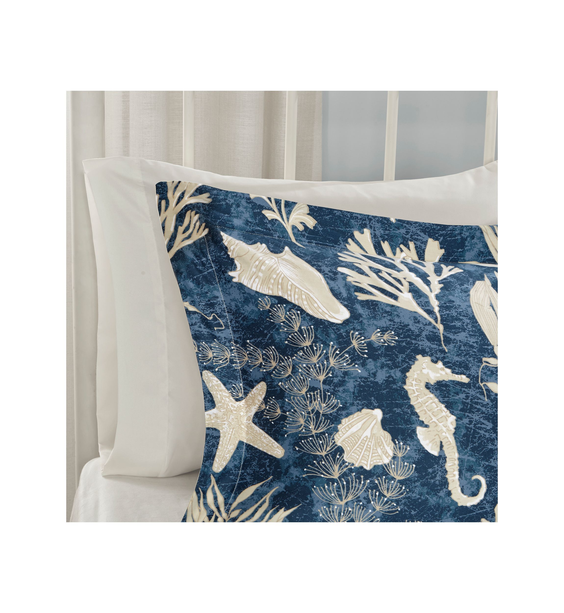 Cape Cod 7-Piece Cotton Sateen Blue Comforter Set