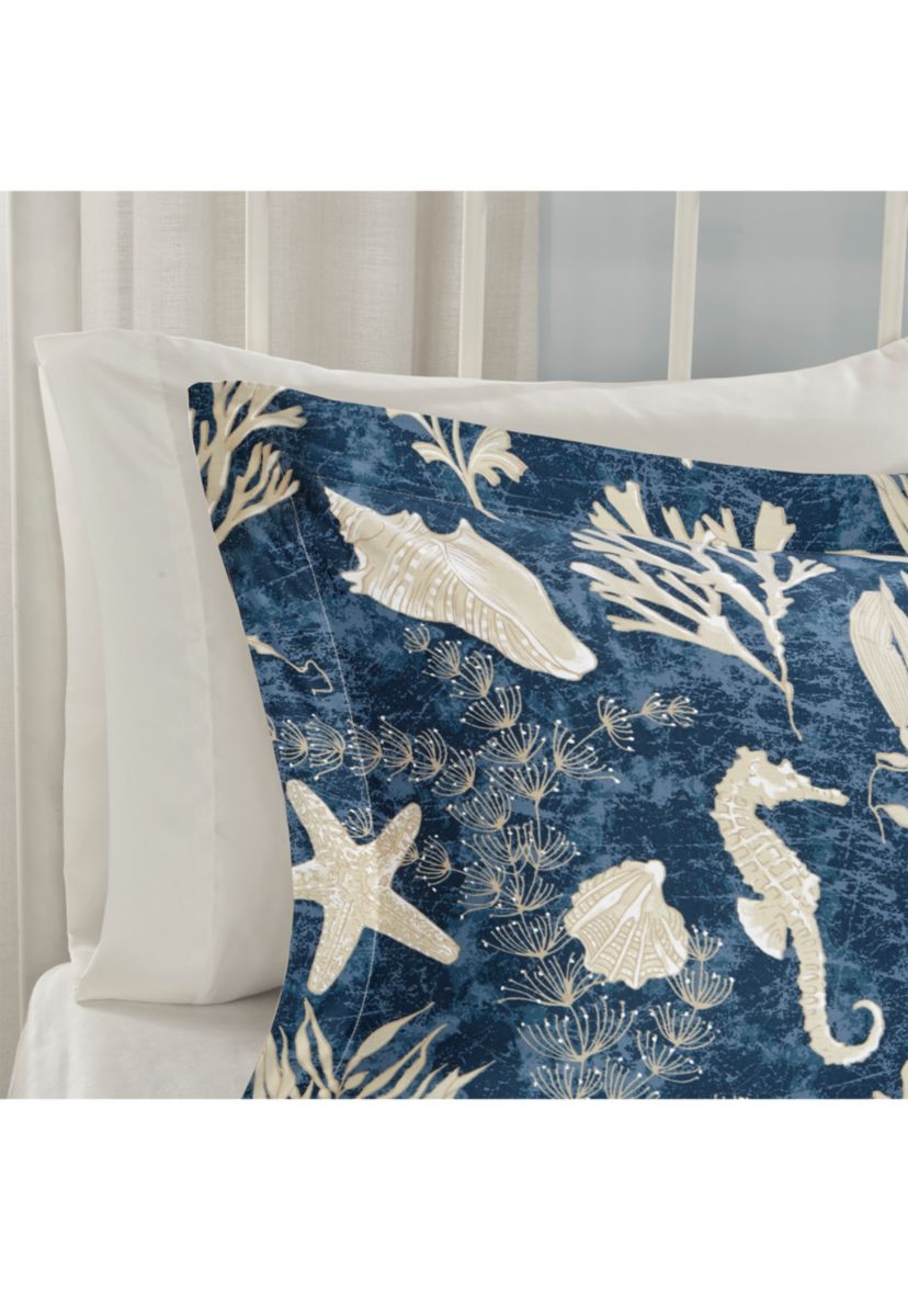 Cape Cod 7-Piece Cotton Sateen Blue Comforter Set