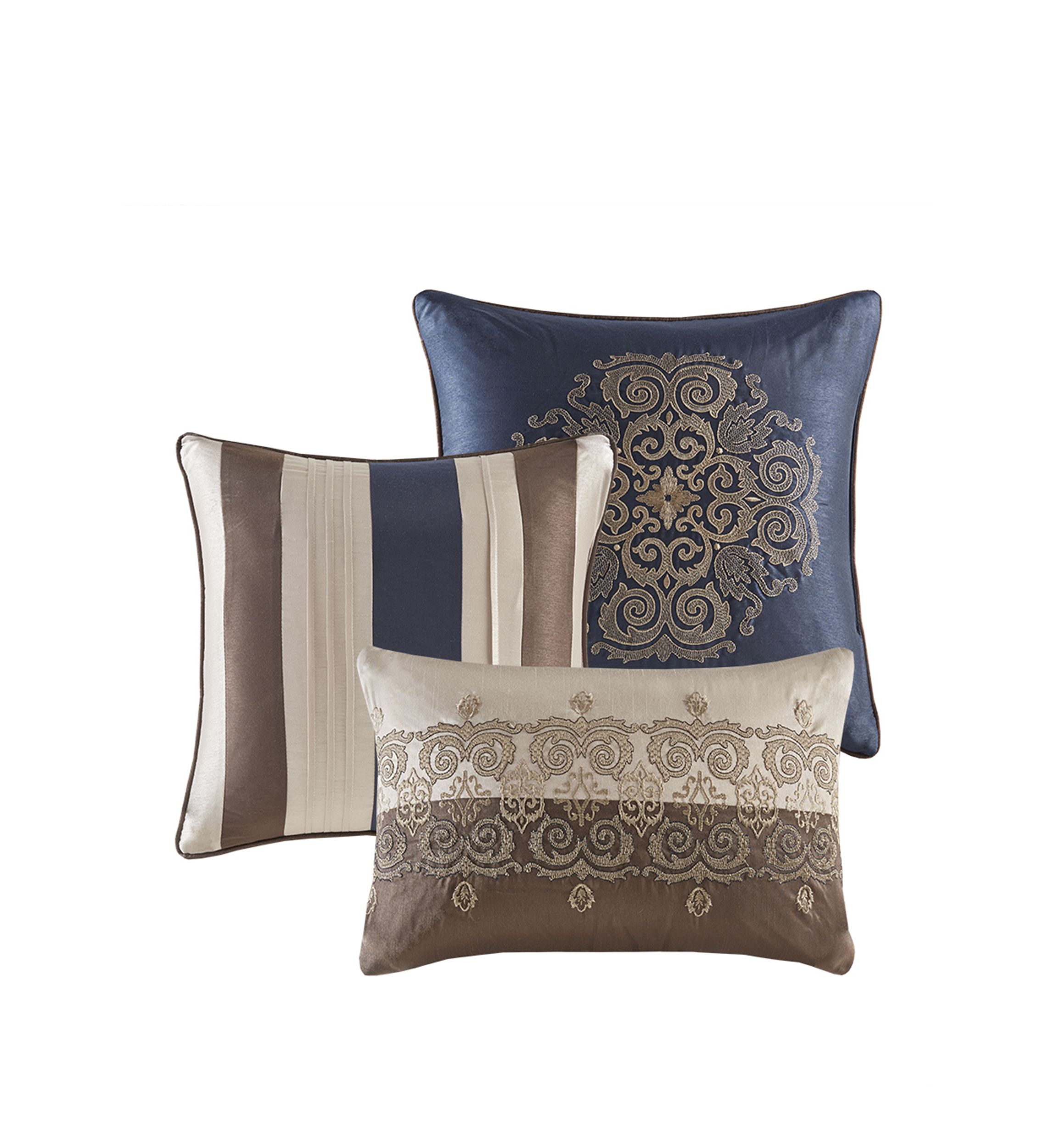 Donovan	7-Piece Jacquard Comforter Set- Navy 