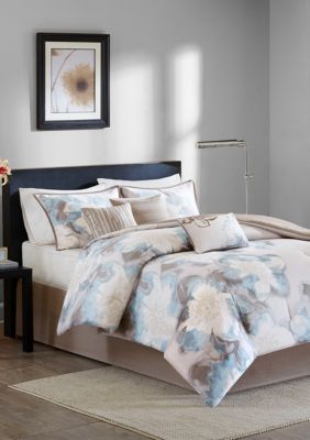 Madison Park Serena 7 Piece Blue Comforter Set Belk