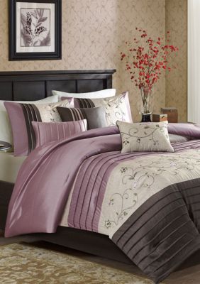 Charming purple queen size comforter Madison Park Serene Embroidered 7 Piece Purple Comforter Set Belk