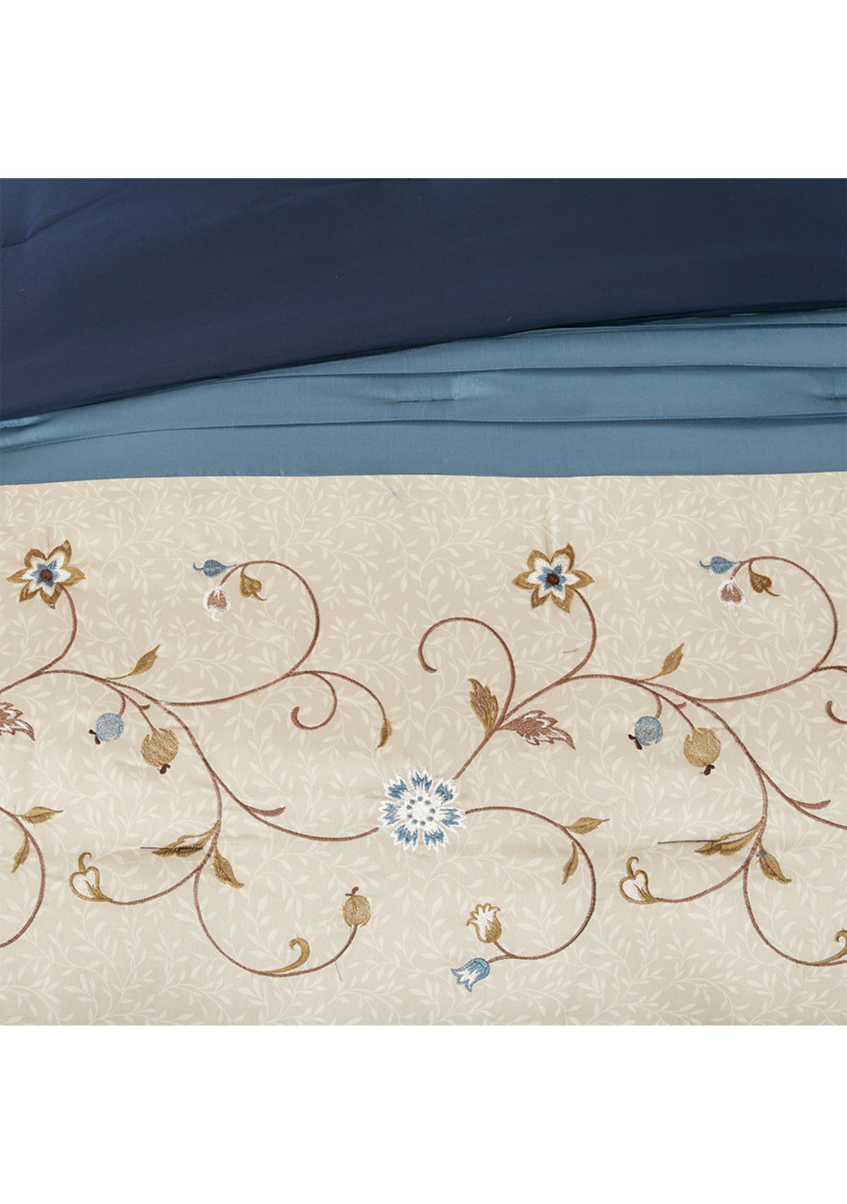 Serene Embroidered 7-Piece Navy Comforter Set