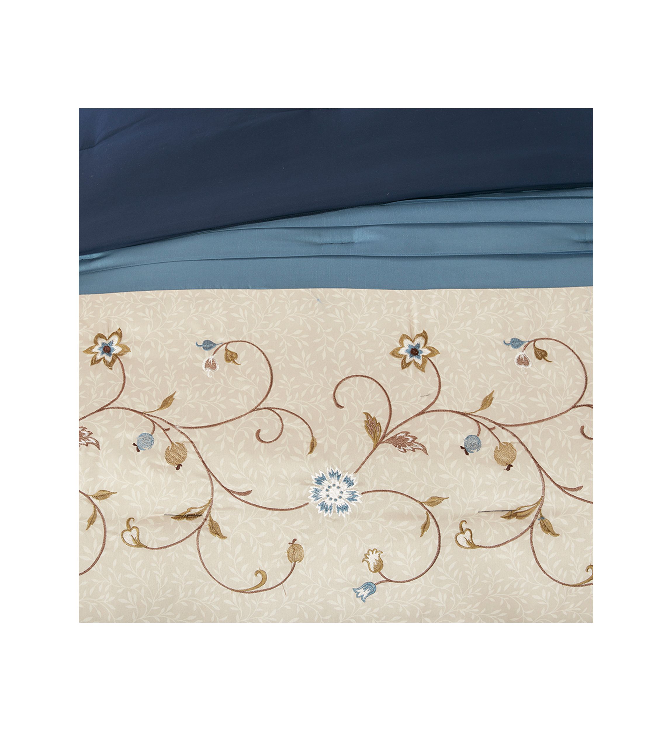 Serene Embroidered 7-Piece Navy Comforter Set