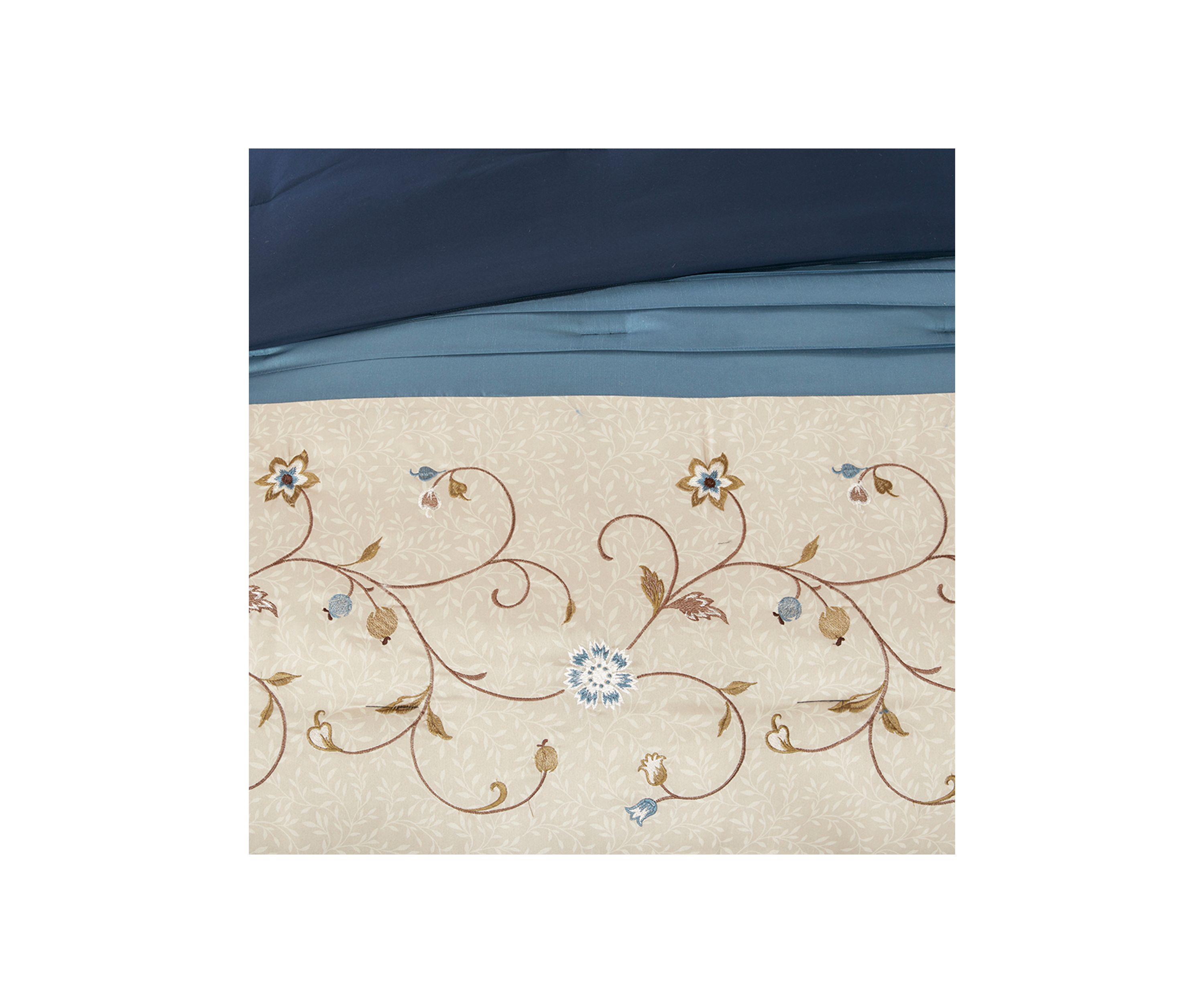 Serene Embroidered 7-Piece Navy Comforter Set