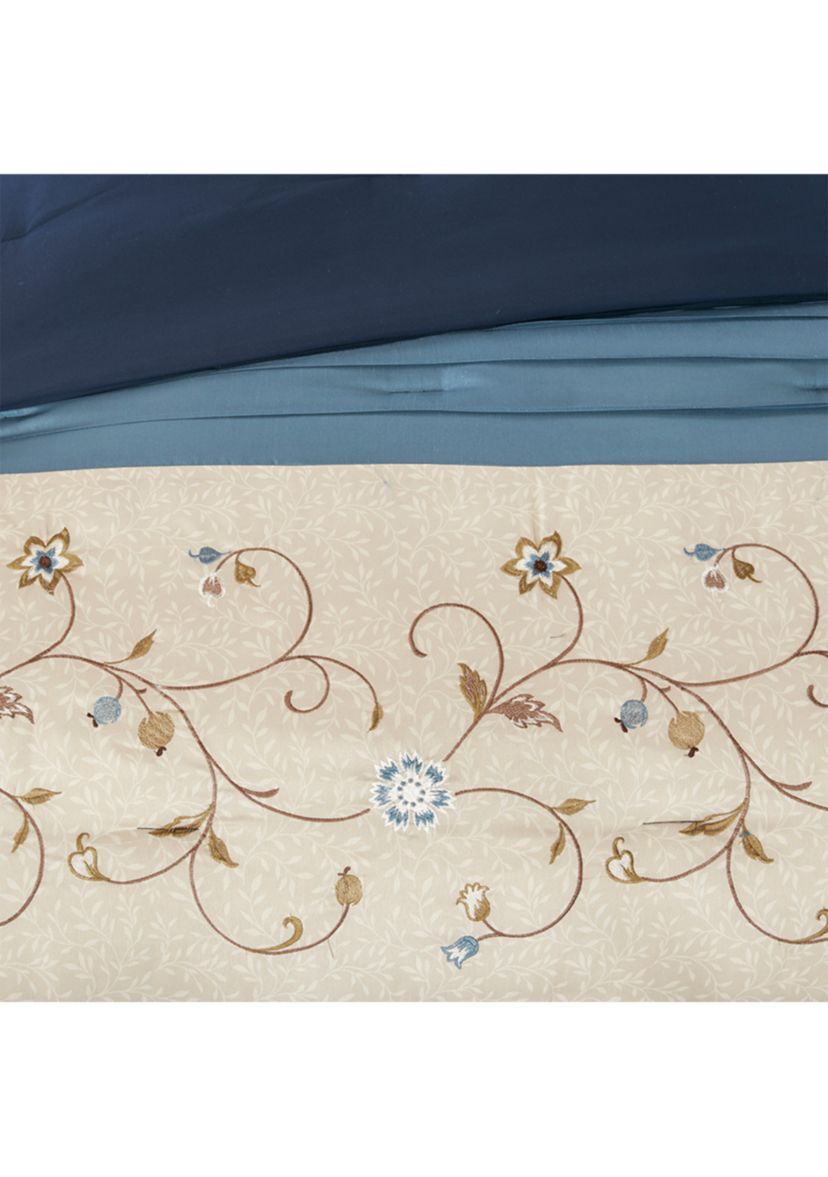 Serene Embroidered 7-Piece Navy Comforter Set