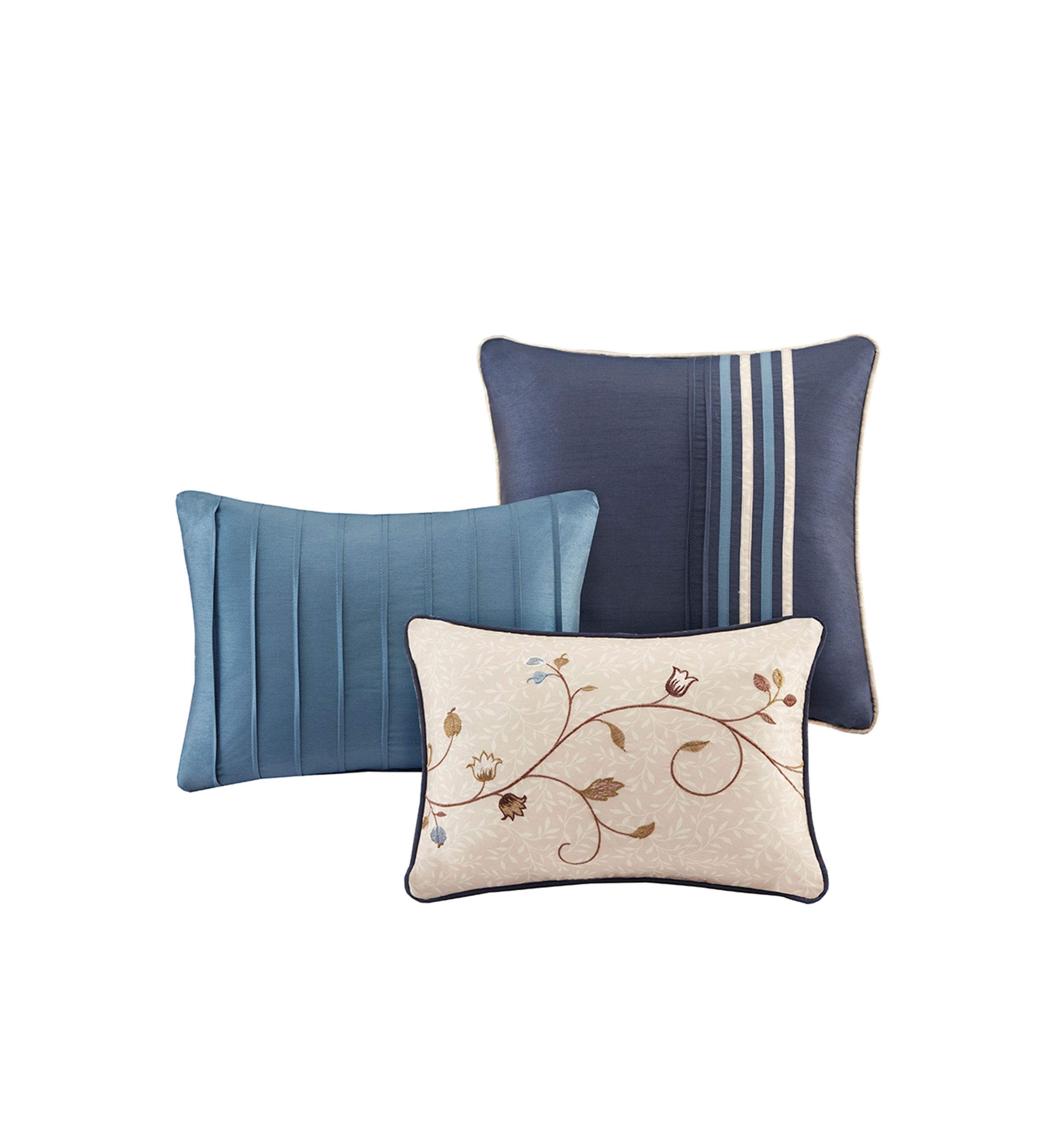 Serene Embroidered 7-Piece Navy Comforter Set