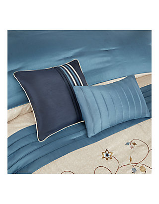 Madison Park Serene Embroidered 7 Piece Navy Comforter Set Belk