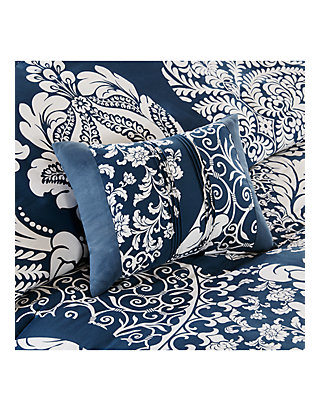 Madison Park Vienna QUEEN SIZE 7 Piece Bed Comforter Set MP10-3829 Indigo Blue 