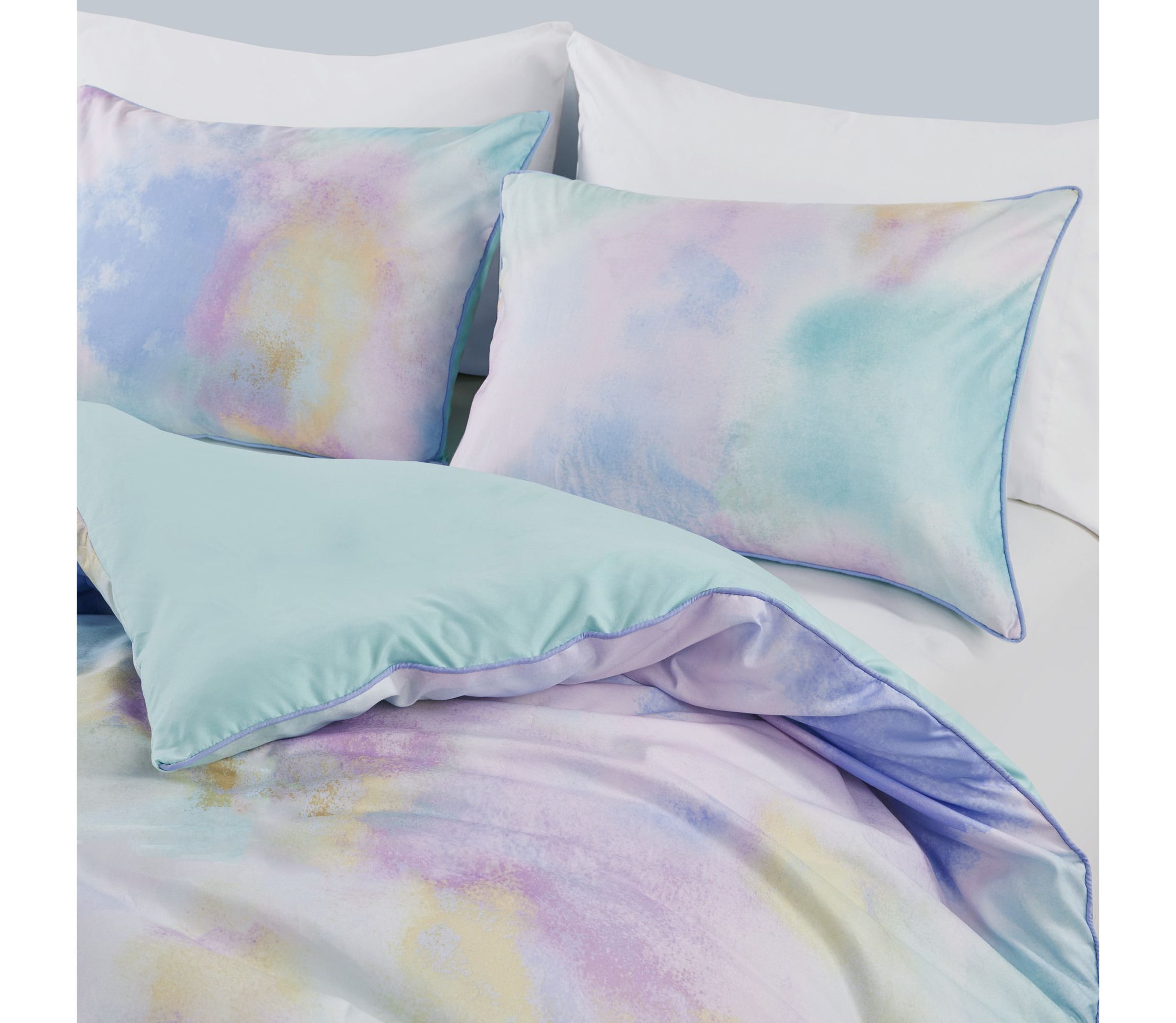 Cassiopeia Watercolor Tie Dye Printed Comforter Set with Throw Pillow