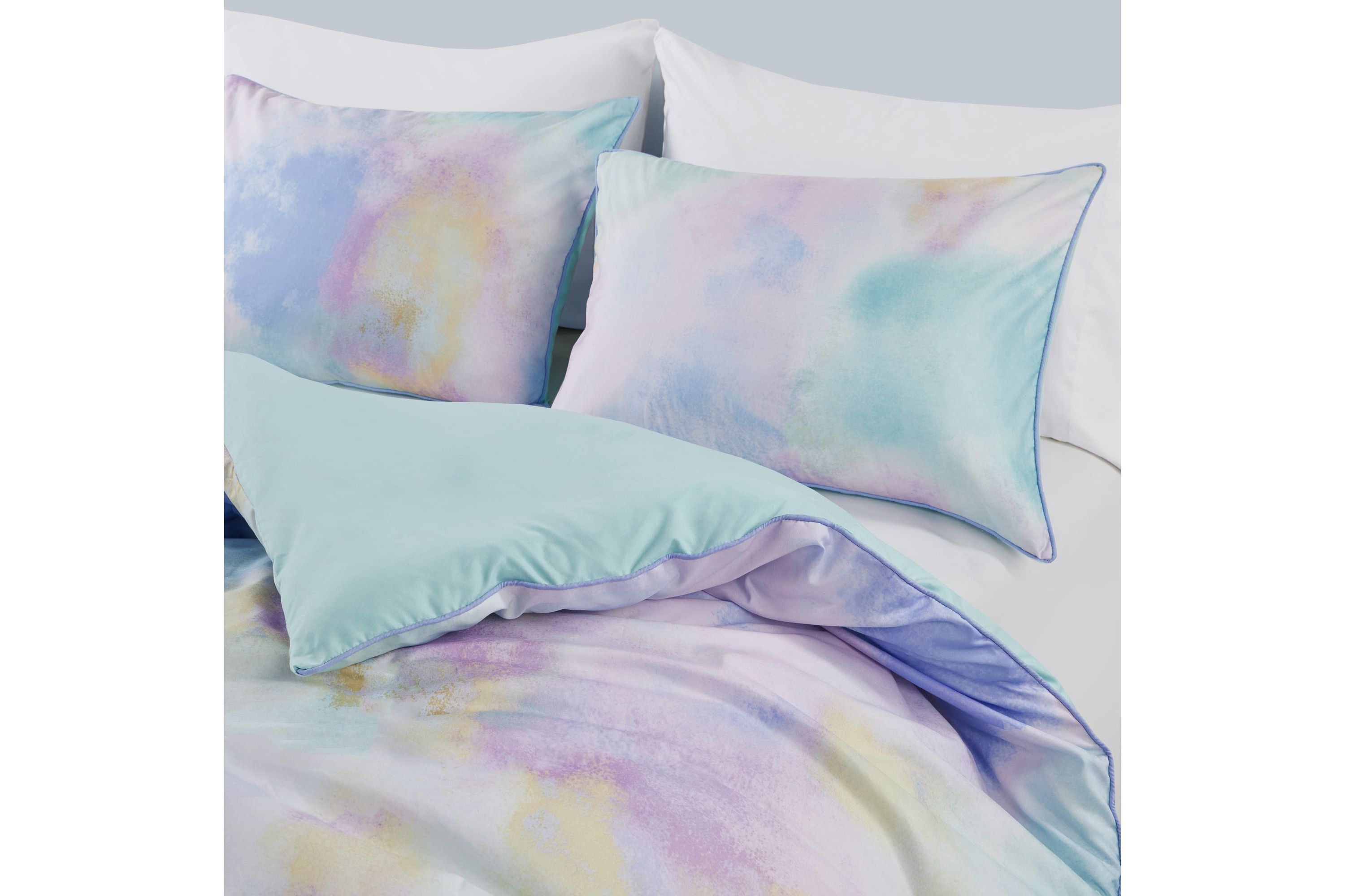 Cassiopeia Watercolor Tie Dye Printed Comforter Set with Throw Pillow