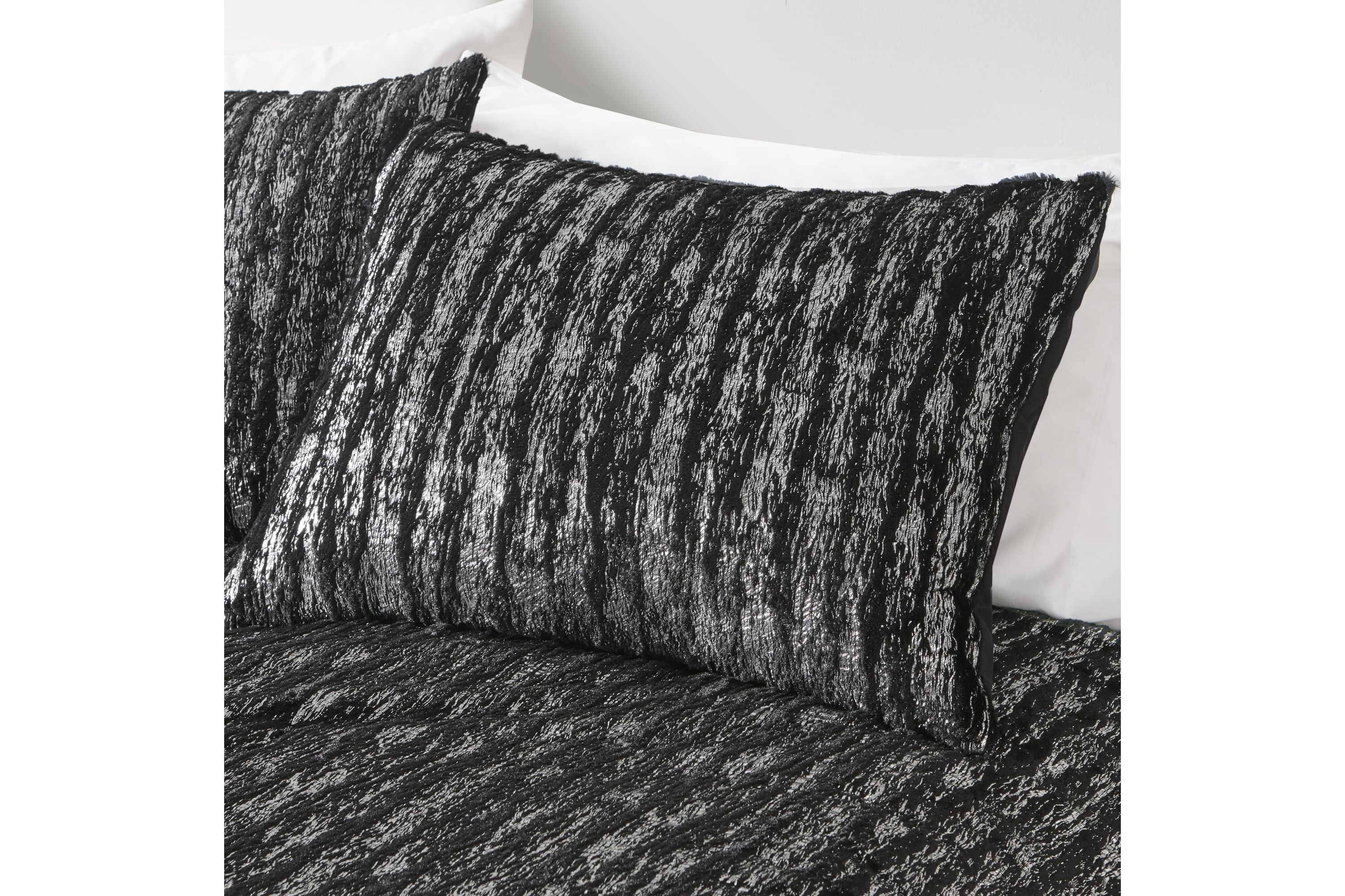 Naomi Metallic Print Faux Fur Comforter Set
