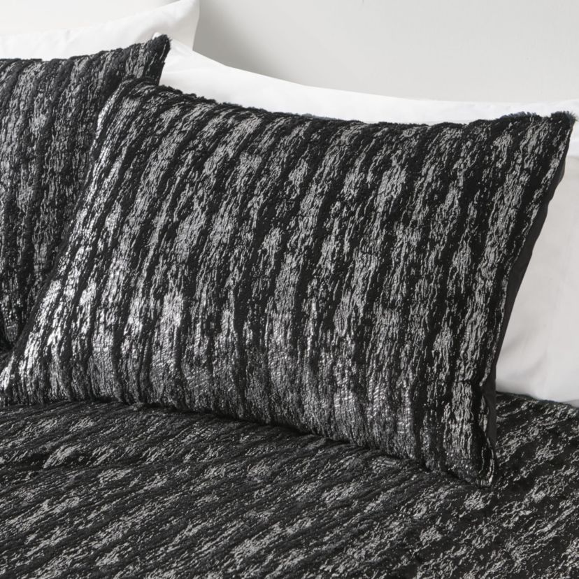 Naomi Metallic Print Faux Fur Comforter Set