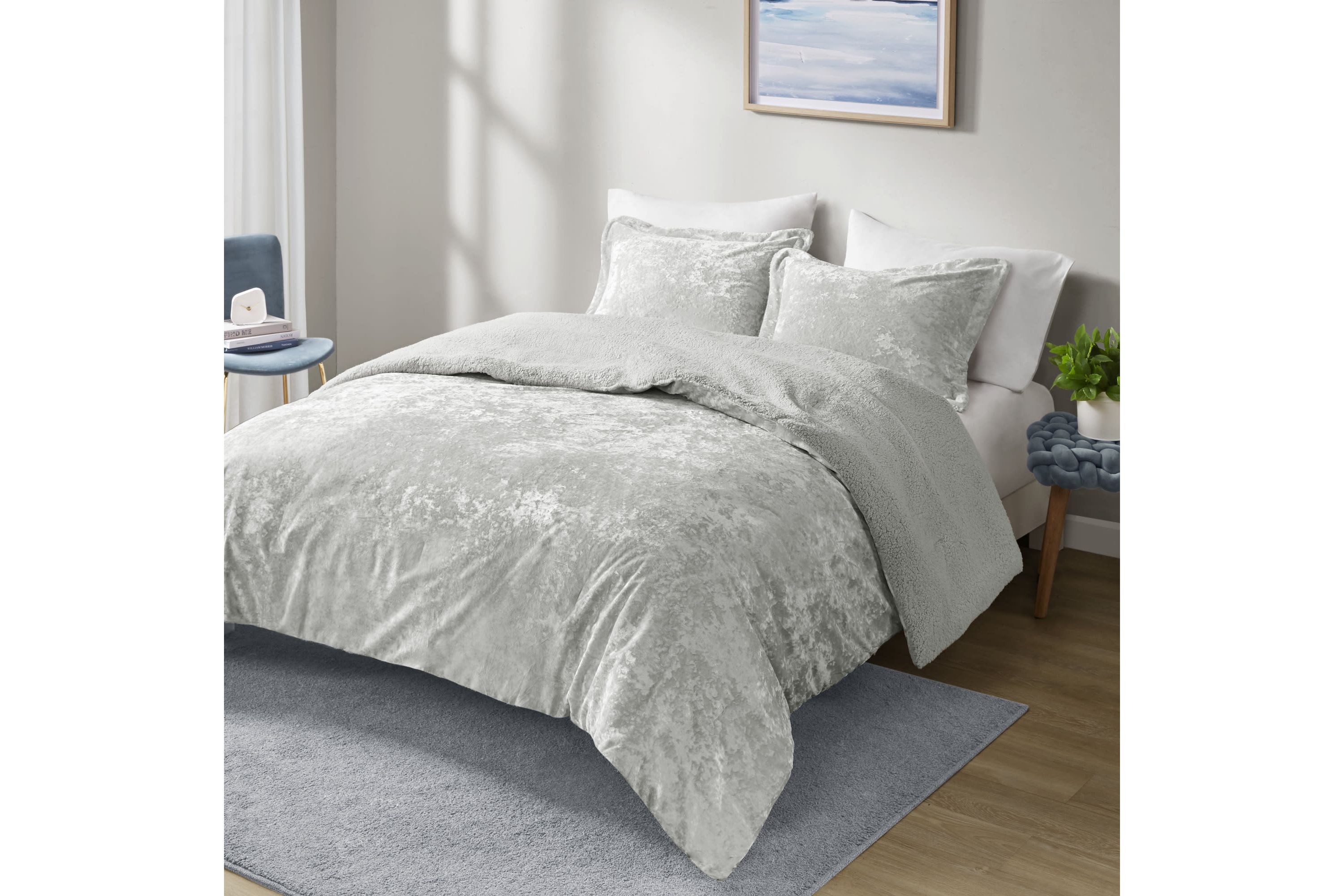 Mira Crushed Velvet Sherpa Reversible Comforter Set