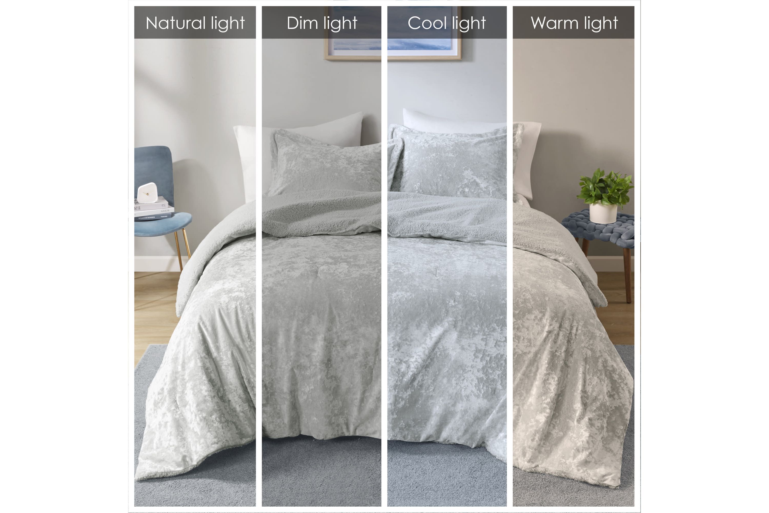 Mira Crushed Velvet Sherpa Reversible Comforter Set