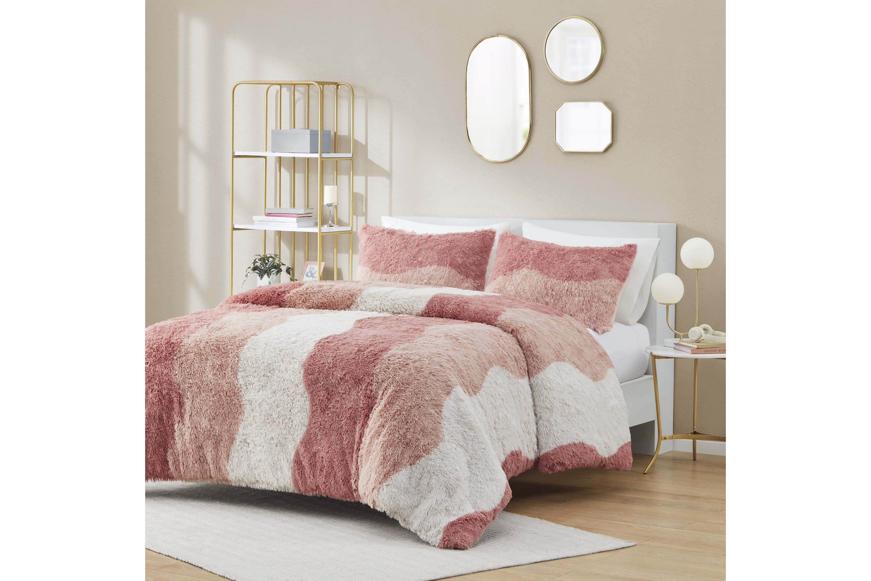 Cassie Ombre Shaggy Faux Fur Comforter Set