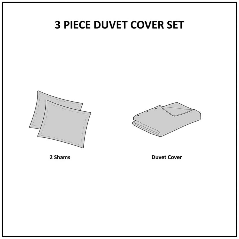 Darby 3 Piece Cotton Gauze Waffle Weave Duvet Cover Set