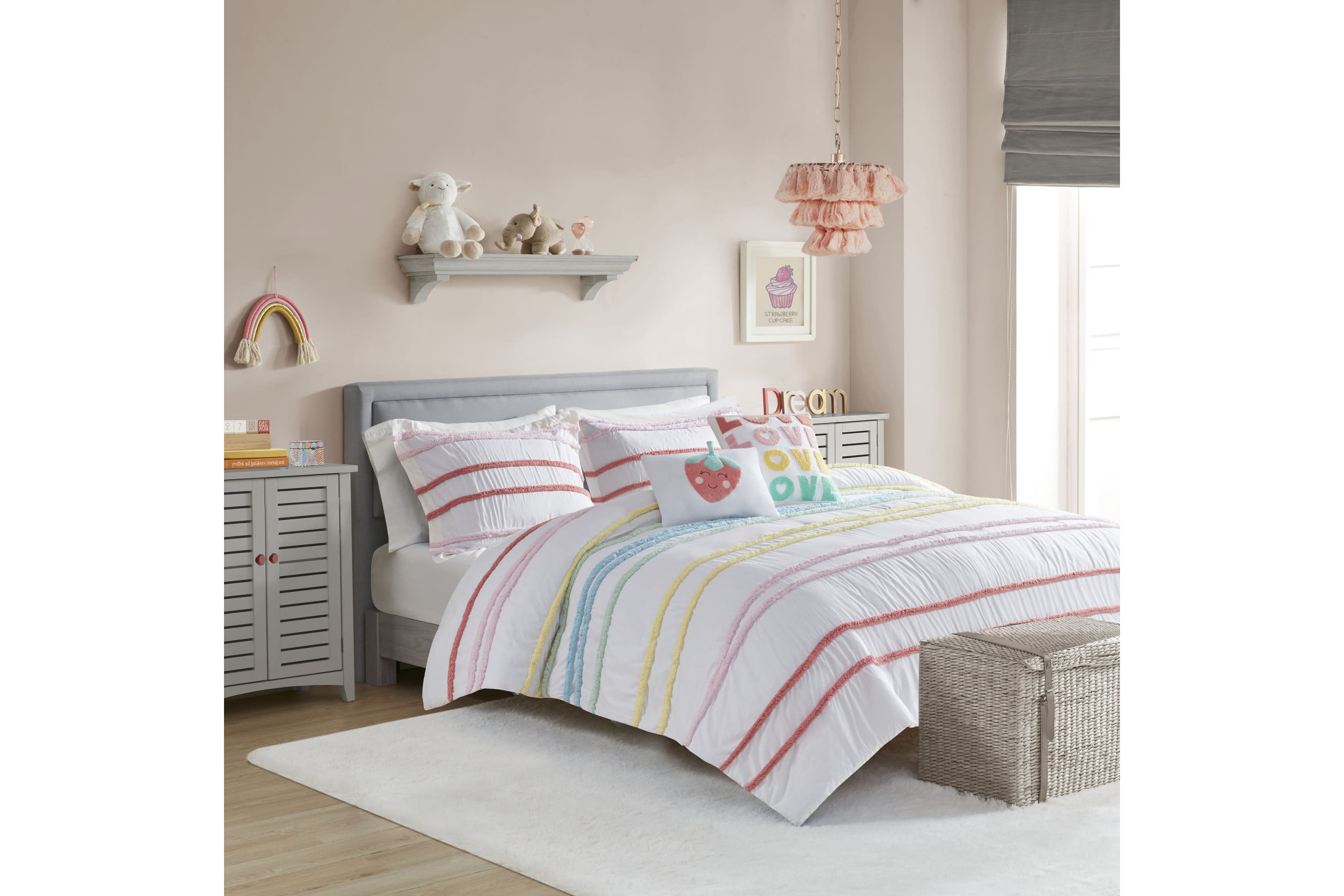 Haisley Cotton Duvet Cover Set with Chenille Trim